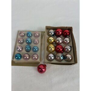 VTG Mini Glass Christmas Ornaments Set Of 25 MCM Tabletop Tree Ball Japan